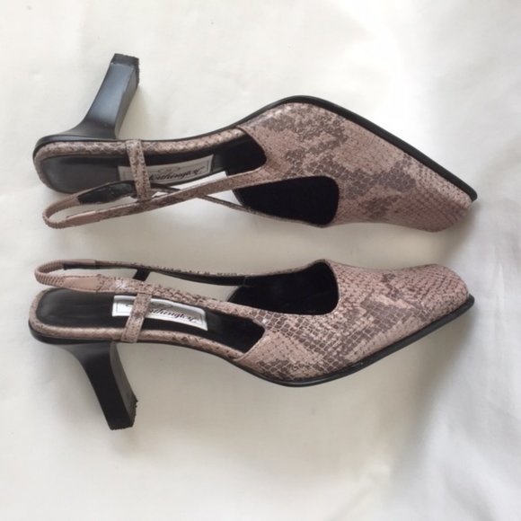 Worthington Square Toe Soft Lavender/Grey Skin Slingback Heels - Picture 11 of 15